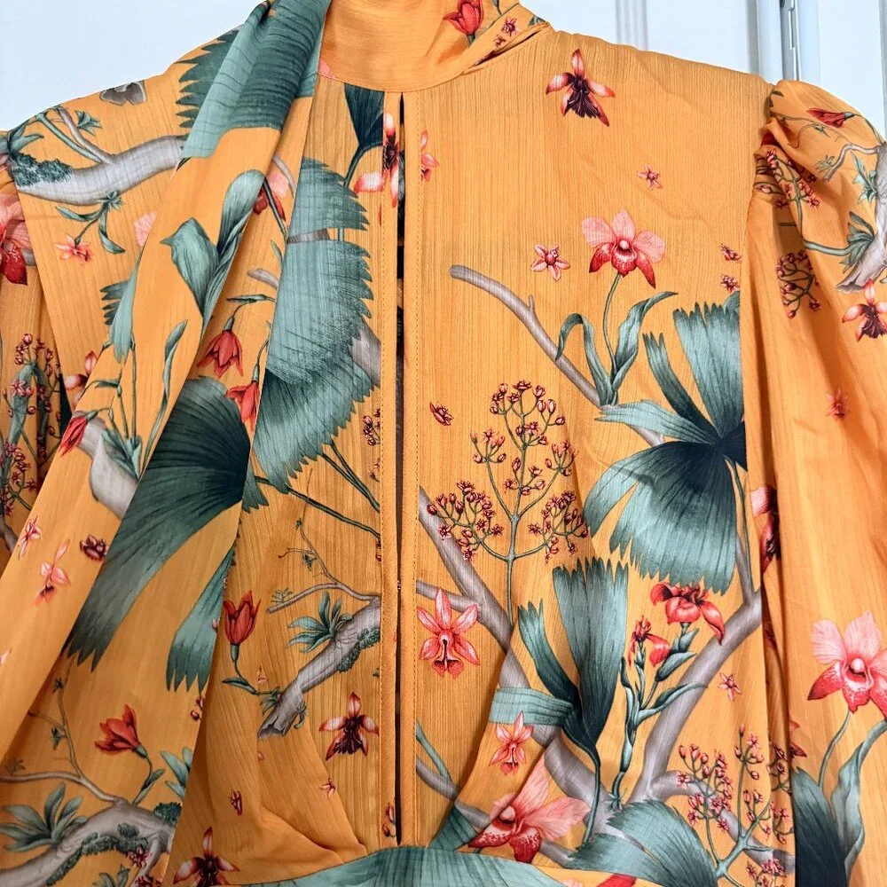 Johanna Ortiz x H&M Yellow Maxi Dress Sz 2 - Picture 8 of 10